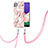 Custodia Silicone Gel Morbida Fantasia Modello Cover con Cinghia Cordino Mano Y02B per Samsung Galaxy A22 5G Rosa