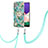 Custodia Silicone Gel Morbida Fantasia Modello Cover con Cinghia Cordino Mano Y02B per Samsung Galaxy A22 5G Verde