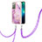 Custodia Silicone Gel Morbida Fantasia Modello Cover con Cinghia Cordino Mano Y05B per Samsung Galaxy Note 20 5G Lavanda