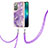 Custodia Silicone Gel Morbida Fantasia Modello Cover con Cinghia Cordino Mano Y05B per Samsung Galaxy Note 20 5G Viola