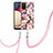 Custodia Silicone Gel Morbida Fantasia Modello Cover con Cinghia Cordino Mano Y06B per Samsung Galaxy A02s Rosa