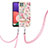 Custodia Silicone Gel Morbida Fantasia Modello Cover con Cinghia Cordino Mano Y06B per Samsung Galaxy A22 5G Rosa