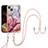 Custodia Silicone Gel Morbida Fantasia Modello Cover con Cinghia Cordino Mano Y07B per Apple iPhone 14 Multicolore