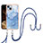 Custodia Silicone Gel Morbida Fantasia Modello Cover con Cinghia Cordino Mano Y07B per Apple iPhone 15 Plus Blu