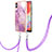 Custodia Silicone Gel Morbida Fantasia Modello Cover con Cinghia Cordino Mano YB5 per Samsung Galaxy M04 Lavanda