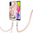 Custodia Silicone Gel Morbida Fantasia Modello Cover con Cinghia Cordino Mano YB7 per Samsung Galaxy A03s Rosa