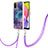 Custodia Silicone Gel Morbida Fantasia Modello Cover con Cinghia Cordino Mano YB7 per Samsung Galaxy A03s Viola