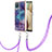 Custodia Silicone Gel Morbida Fantasia Modello Cover con Cinghia Cordino Mano YB7 per Samsung Galaxy A12 Nacho Viola