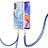 Custodia Silicone Gel Morbida Fantasia Modello Cover con Cinghia Cordino Mano YB7 per Samsung Galaxy A13 4G Blu