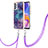 Custodia Silicone Gel Morbida Fantasia Modello Cover con Cinghia Cordino Mano YB7 per Samsung Galaxy M32 5G Viola