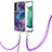 Custodia Silicone Gel Morbida Fantasia Modello Cover con Cinghia Cordino Mano YB7 per Samsung Galaxy S22 5G Viola