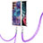 Custodia Silicone Gel Morbida Fantasia Modello Cover con Cinghia Cordino Mano YB7 per Samsung Galaxy S23 Ultra 5G Viola