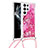 Custodia Silicone Gel Morbida Fantasia Modello Cover Y02B per Samsung Galaxy S21 Ultra 5G Rosa Caldo