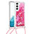 Custodia Silicone Gel Morbida Fantasia Modello Cover Y03B per Samsung Galaxy S21 Plus 5G Rosa Caldo