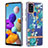 Custodia Silicone Gel Morbida Fantasia Modello Cover Y06B per Samsung Galaxy A21s Ciano