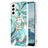 Custodia Silicone Gel Morbida Fantasia Modello Cover Y13B per Samsung Galaxy S21 5G Ciano