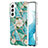 Custodia Silicone Gel Morbida Fiori Cover A01 per Samsung Galaxy S21 Plus 5G Verde