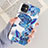 Custodia Silicone Gel Morbida Fiori Cover per Apple iPhone 11 Blu
