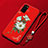 Custodia Silicone Gel Morbida Fiori Cover per Huawei Honor V30 5G Rosso