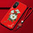 Custodia Silicone Gel Morbida Fiori Cover per Huawei Nova 8 Pro 5G Rosso