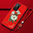 Custodia Silicone Gel Morbida Fiori Cover S01 per Huawei P40 Pro Rosso