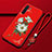 Custodia Silicone Gel Morbida Fiori Cover S01 per Oppo A91 Rosso