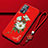 Custodia Silicone Gel Morbida Fiori Cover S01 per Oppo Reno5 5G Rosso