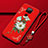 Custodia Silicone Gel Morbida Fiori Cover S05 per Xiaomi Redmi Note 9 Rosso