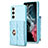 Custodia Silicone Morbida In Pelle Cover BF3 per Samsung Galaxy S22 Plus 5G Azzurro