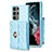 Custodia Silicone Morbida In Pelle Cover BF3 per Samsung Galaxy S22 Ultra 5G Azzurro