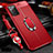 Custodia Silicone Morbida In Pelle Cover con Magnetico Anello Supporto N02 per Samsung Galaxy Note 20 5G Rosso