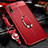 Custodia Silicone Morbida In Pelle Cover con Magnetico Anello Supporto per Huawei Enjoy 10 Rosso