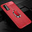 Custodia Silicone Morbida In Pelle Cover con Magnetico Anello Supporto per Huawei Honor V30 5G Rosso