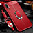 Custodia Silicone Morbida In Pelle Cover con Magnetico Anello Supporto per Huawei Y9s Rosso