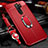 Custodia Silicone Morbida In Pelle Cover con Magnetico Anello Supporto per Oppo A11 Rosso