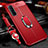 Custodia Silicone Morbida In Pelle Cover con Magnetico Anello Supporto per Oppo Reno3 Pro Rosso