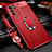 Custodia Silicone Morbida In Pelle Cover con Magnetico Anello Supporto per Oppo Reno6 5G Rosso
