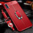 Custodia Silicone Morbida In Pelle Cover con Magnetico Anello Supporto per Samsung Galaxy A70 Rosso