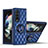 Custodia Silicone Morbida In Pelle Cover con Magnetico Anello Supporto per Samsung Galaxy Z Fold4 5G Blu