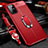 Custodia Silicone Morbida In Pelle Cover con Magnetico Anello Supporto S01 per OnePlus 8T 5G Rosso