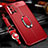 Custodia Silicone Morbida In Pelle Cover con Magnetico Anello Supporto S01 per Oppo A72 Rosso