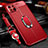 Custodia Silicone Morbida In Pelle Cover con Magnetico Anello Supporto S01 per Oppo A92s 5G Rosso