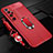 Custodia Silicone Morbida In Pelle Cover con Magnetico Anello Supporto S01 per Xiaomi Mi 10 Ultra Rosso