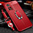 Custodia Silicone Morbida In Pelle Cover con Magnetico Anello Supporto S01 per Xiaomi Mi 10T 5G Rosso