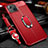 Custodia Silicone Morbida In Pelle Cover con Magnetico Anello Supporto S02 per Apple iPhone 13 Mini Rosso