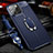 Custodia Silicone Morbida In Pelle Cover con Magnetico Anello Supporto S02 per Apple iPhone 13 Pro Max Blu