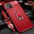 Custodia Silicone Morbida In Pelle Cover con Magnetico Anello Supporto S02 per Apple iPhone 13 Rosso