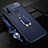 Custodia Silicone Morbida In Pelle Cover con Magnetico Anello Supporto S02 per Oppo A31 Blu