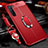 Custodia Silicone Morbida In Pelle Cover con Magnetico Anello Supporto S02 per Oppo K7 5G Rosso