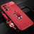 Custodia Silicone Morbida In Pelle Cover con Magnetico Anello Supporto S02 per Oppo Reno5 5G Rosso